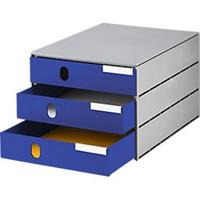 Ladebox Styro Styroval, voor formaten tot C4, 3 gesloten lades, recyclagemateriaal, blauw/grijs