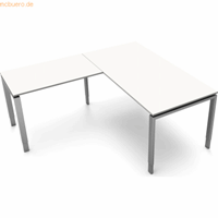 kerkmann Schreibtisch Form5 160 160x80x68-82cm / Anbau 100x60cm weiß