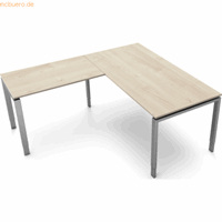 kerkmann Schreibtisch Form5 160 160x80x68-82cm / Anbau 100x60cm weiß