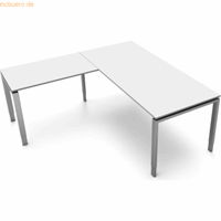 kerkmann Schreibtisch Form5 180 180x80x68-82cm / Anbau 100x60cm lichtg