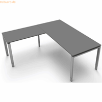 kerkmann Schreibtisch Form5 180 180x80x68-82cm / Anbau 100x60cm grafit