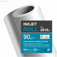 clairefontaine 3 x  Inkjetpapier-Rolle satiniert 914mm x 90m 90g/qm wei