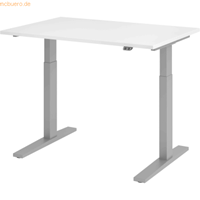 mcbuero.de Sitz-Steh-Schreibtisch elektrisch 120x80cm Weiß/Silber