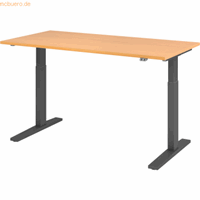 mcbuero.de Sitz-Steh-Schreibtisch elektrisch 160x80cm Buche/Graphit