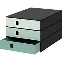 Ladebox Styro Styroval Pro Color Flow, voor formaten tot C4, 3 gesloten lades, groen/zwart, kleurverloop