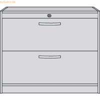 TINO - Hangmappenkast, met 2 laden, h x b x d = 820 x 1000 x 420 mm, kastframe blank aluminiumkleurig, frontkleur beukenhoutdecor