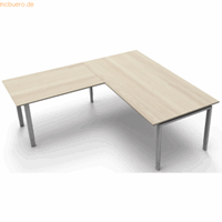 kerkmann Schreibtisch Form5 200 200x100x68-82cm / Anbau 120x80cm ahorn