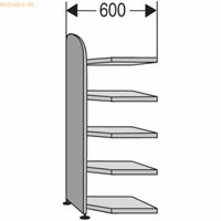 Open kast Dante, open hoekkast bouwdeel, H 1900 x B 600 mm, achterwand, wit