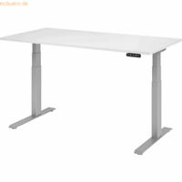 mcbuero.de Sitz-Steh-Schreibtisch elektrisch 160x80cm Weiß/Silber