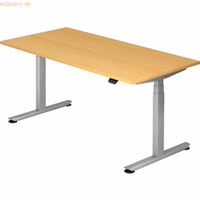 mcbuero.de Sitz-Steh-Schreibtisch elektrisch 160x80 -127cm Buche/Silbe