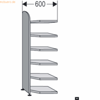 Kerkmann Open kast Dante, open hoekkast bouwdeel, H 2250 x B 600 mm, achterwand, lichtgrijs