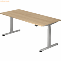 mcbuero.de Sitz-Steh-Schreibtisch elektrisch 180x80 -127cm Eiche/Silbe