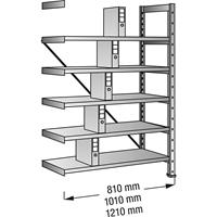 Ordner- en archief-inhaakstelling, verzinkt, hoogte 1920 mm, enkelzijdig, legbord-b x d = 1000 x 300 mm, aanbouwstelling