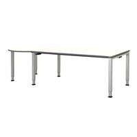 mauser Rechthoekige tafel, b x d = 1800 x 900 mm, halve ronding links, blad wit, onderstel blank aluminiumkleurig