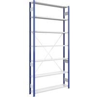 EUROKRAFTpro Magazijn-inhaakstelling, stellingstaander blauw, h x b = 3000 x 1300 mm, legbord lichtgrijs, basisstelling, diepte 300 mm