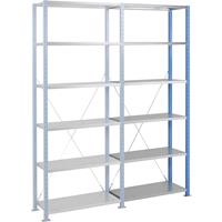 Snelbouw zwaarlast-inhaakstelling, legbord-b x d = 1250 x 800 mm, vakdraagvermogen 240 kg, aanbouwstelling, hoogte 2500 mm, 6 legborden