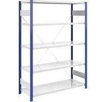 EUROKRAFTpro Magazijn-inhaakstelling, stellingstaander blauw, h x b = 2000 x 1300 mm, legbord lichtgrijs, basisstelling, diepte 600 mm