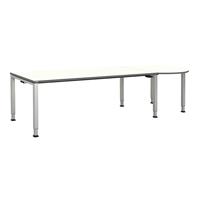 mauser Rechthoekige tafel, b x d = 2000 x 900 mm, halve ronding rechts, blad wit, onderstel blank aluminiumkleurig