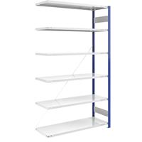 EUROKRAFTpro Magazijn-inhaakstelling, stellingstaander blauw, h x b = 2500 x 1300 mm, legbord lichtgrijs, aanbouwstelling, diepte 600 mm