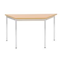 EUROKRAFTbasic Universele tafel, trapeziumvormig, h x b x d = 740 x 1200 x 600 mm, blad beukenhoutdecor, frame verchroomd