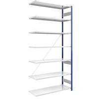 EUROKRAFTpro Magazijn-inhaakstelling, stellingstaander blauw, h x b = 3000 x 1300 mm, legbord lichtgrijs, aanbouwstelling, diepte 600 mm