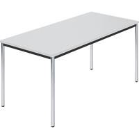 Rechthoekige tafel, met ronde, verchroomde tafelpoten, b x d = 1500 x 800 mm, grijs