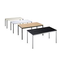 EUROKRAFTbasic Universele tafel, rechthoekig, b x h = 1200 x 740 mm, diepte 600 mm, blad essenhoutdecor zwart, frame blank aluminiumkleurig