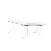 Aanbouwtafel bij inklapbare tafel, bladvorm kwartcirkel, 700 x 700 mm, frame aluminiumkleurig, blad lichtgrijs