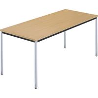 Rechthoekige tafel, met vierkante, verchroomde tafelpoten, b x d = 1600 x 800 mm, naturel beukenhout
