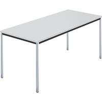 Rechthoekige tafel, met vierkante, verchroomde tafelpoten, b x d = 1600 x 800 mm, grijs