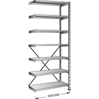 Inhaakstelling, verzinkt, 7 legborden, hoogte 2640 mm, legbordbreedte 1000 mm, diepte 600 mm, aanbouwstelling