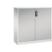 C+P ACURADO bijzetkast voor dossiers, 3 ordnerhoogtes, h x b x t = 1200 x 1200 x 400 mm, lichtgrijs/blank aluminiumkleurig