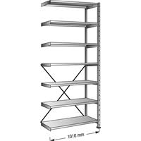 Inhaakstelling, verzinkt, 7 legborden, hoogte 2640 mm, legbordbreedte 1000 mm, diepte 1000 mm, aanbouwstelling