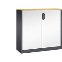 C+P ACURADO bijzetkast voor dossiers, 3 ordnerhoogtes, h x b x t = 1200 x 1200 x 400 mm, zwartgrijs/zuiver wit