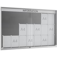 WSM Informatiebord met schuifdeur, 60 mm diep, 7 x 3, aluminium zilverkleurig