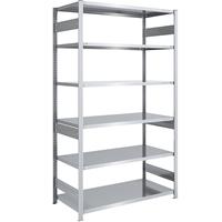 EUROKRAFTpro Magazijn inhaakstelling, verzinkt, h x b = 2500 x 1300 mm, met 6 stalen legborden, basisstelling, vakdraagvermogen 240 kg, diepte 800 mm