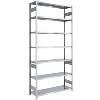 EUROKRAFTpro Magazijn inhaakstelling, verzinkt, h x b = 3000 x 1300 mm, met 7 stalen legborden, basisstelling, vakdraagvermogen 230 kg, diepte 500 mm