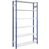 EUROKRAFTpro Magazijn-inhaakstelling, stellingstaander blauw, h x b = 2500 x 1300 mm, legbord lichtgrijs, basisstelling, diepte 400 mm