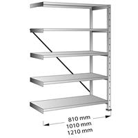 CLEANA-inhaakstelling, aanbouwstelling, legbordbreedte 1000 mm, 5 legborden, legborddiepte 500 mm, vakdraagvermogen 170 kg