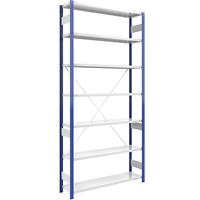 EUROKRAFTpro Magazijn-inhaakstelling, stellingstaander blauw, h x b = 3000 x 1300 mm, legbord lichtgrijs, basisstelling, diepte 400 mm