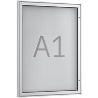 WSM Informatiebord voor affiches, A1, puntig, aluminiumkleurig/zilverkleurig