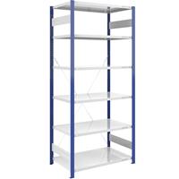 EUROKRAFTpro Magazijn-inhaakstelling, stellingstaander blauw, h x b = 2500 x 1000 mm, legbord lichtgrijs, basisstelling, diepte 800 mm