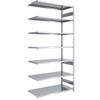 EUROKRAFTpro Magazijn inhaakstelling, verzinkt, h x b = 3000 x 1300 mm, met 7 stalen legborden, aanbouwstelling, vakdraagvermogen 240 kg, diepte 800 mm