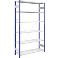 EUROKRAFTpro Magazijn-inhaakstelling, stellingstaander blauw, h x b = 2500 x 1300 mm, legbord lichtgrijs, basisstelling, diepte 500 mm