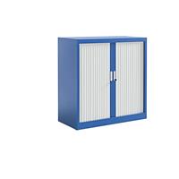 EUROKRAFTpro Roldeurkast, b x d = 1000 x 450 mm, hoogte 1050 mm, gentiaanblauw