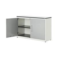 Mauser Flügeltürenschrank HxB 830 x 1200 mm, Kunststoffplatte, 1 Fachboden reinweiß / weißaluminium / weiß