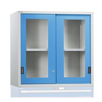 Lista Aufsatzschrank mit Schiebetüren Türen mit Sichtfenster HxBxT 1000 x 1023 x 725 mm, lichtblau