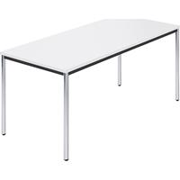 Rechthoekige tafel, met ronde, verchroomde tafelpoten, b x d = 1600 x 800 mm, wit