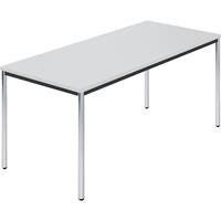 Rechthoekige tafel, met ronde, verchroomde tafelpoten, b x d = 1600 x 800 mm, grijs