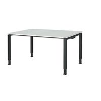 mauser Rechthoekige tafel, voetvorm van vierkante buis, h x b x d = 650 - 850 x 1600 x 900 mm, tafelblad kunststof gecoat, blad lichtgrijs, onderstel antracietgrijs